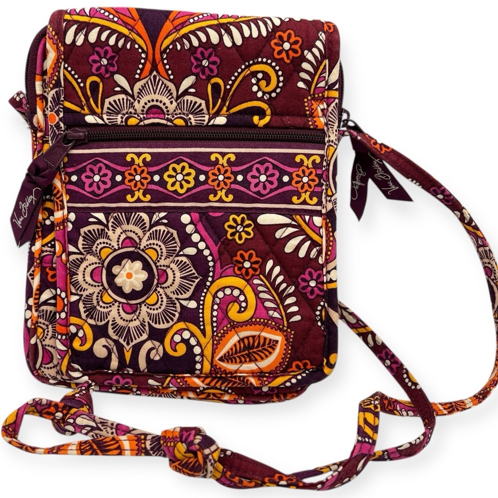 Vera‎ Bradley Safari Sunset Crossbody Organizer Purse Wallet Boho Red Orange